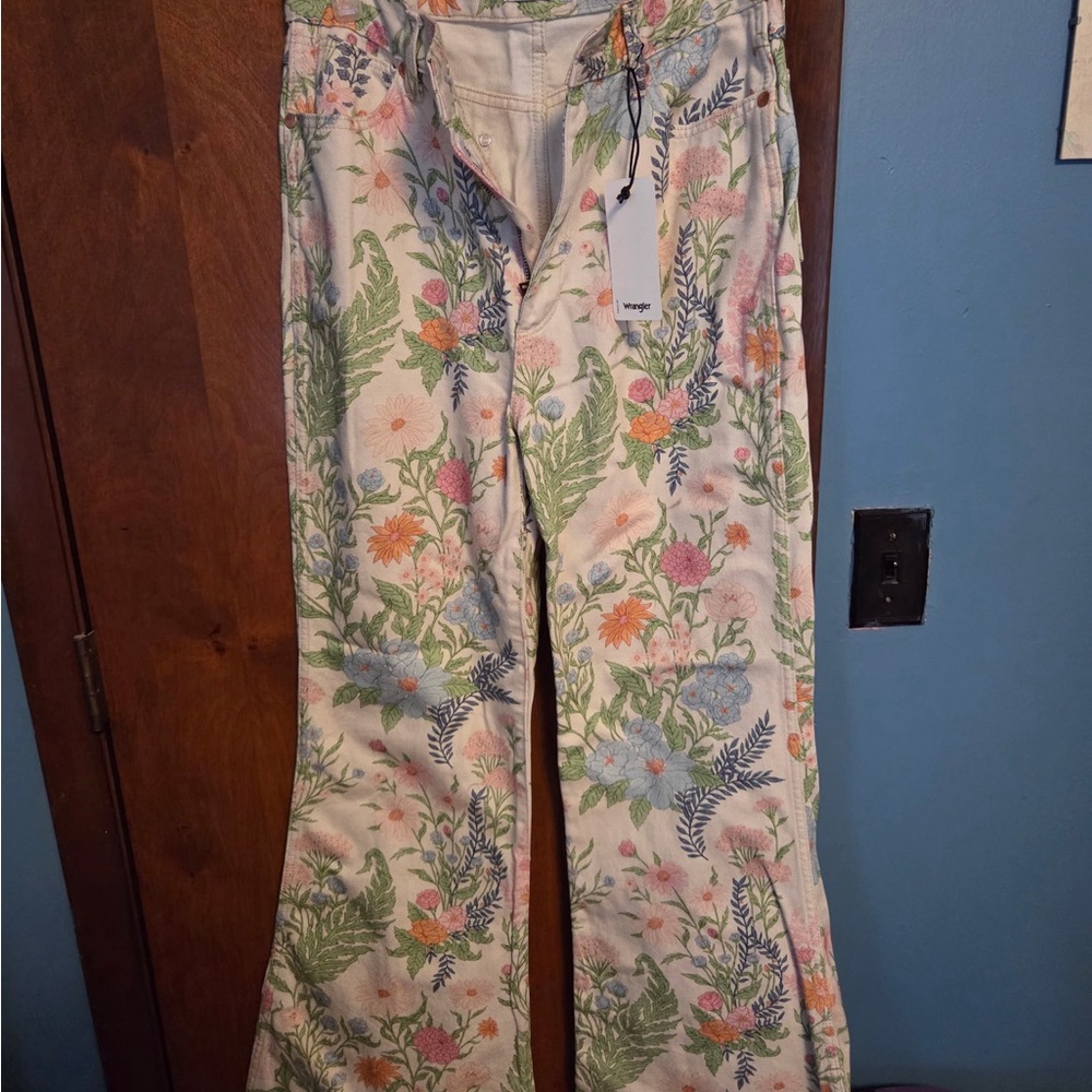 Wrangler Wanderer Floral High Rise Flare Jeans
